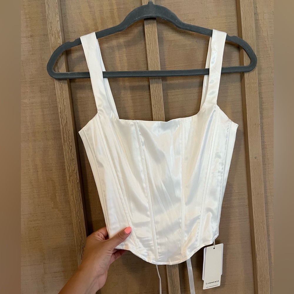 White Pearl Corset Crop Top